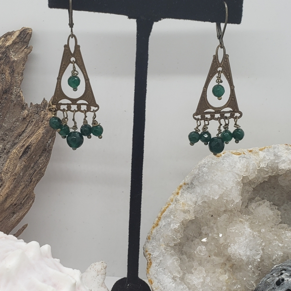 Antique Gold Crystal Chandelier Earrings